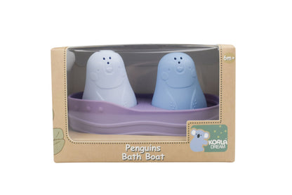 Silicone Penguins Bath Boat Purple