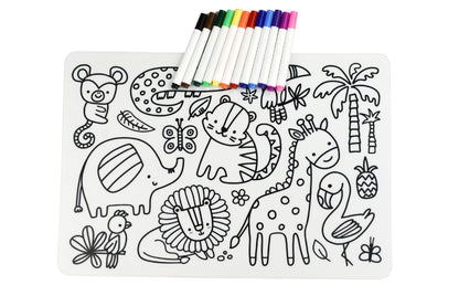 Reusable Silicone Drawing Mat-Jungle Animals