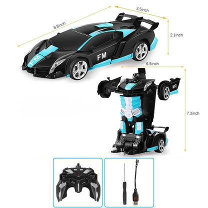 GOMINIMO Transform Car Robot Sport Car with Remote Control (Black Cyan)