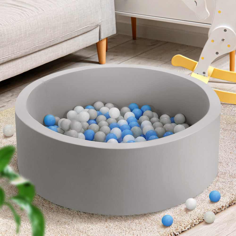 Keezi Ocean Foam Ball Pit with Balls Kids Play Pool Barrier Toys 90x30cm Grey