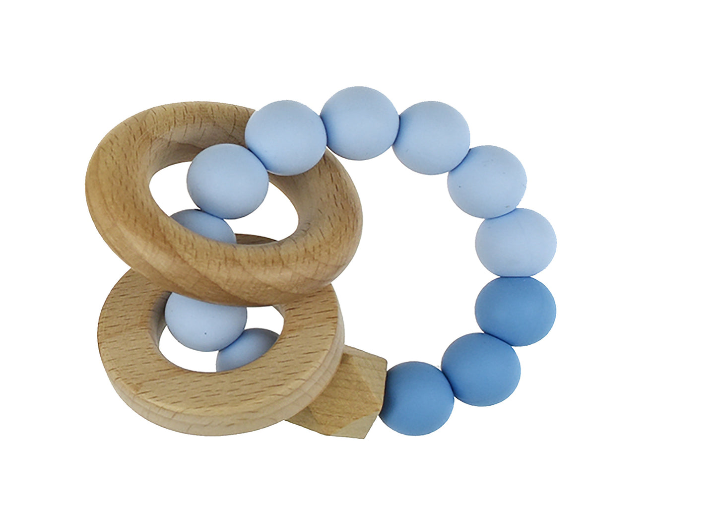 Wooden Silicone Rings Teether-Blue