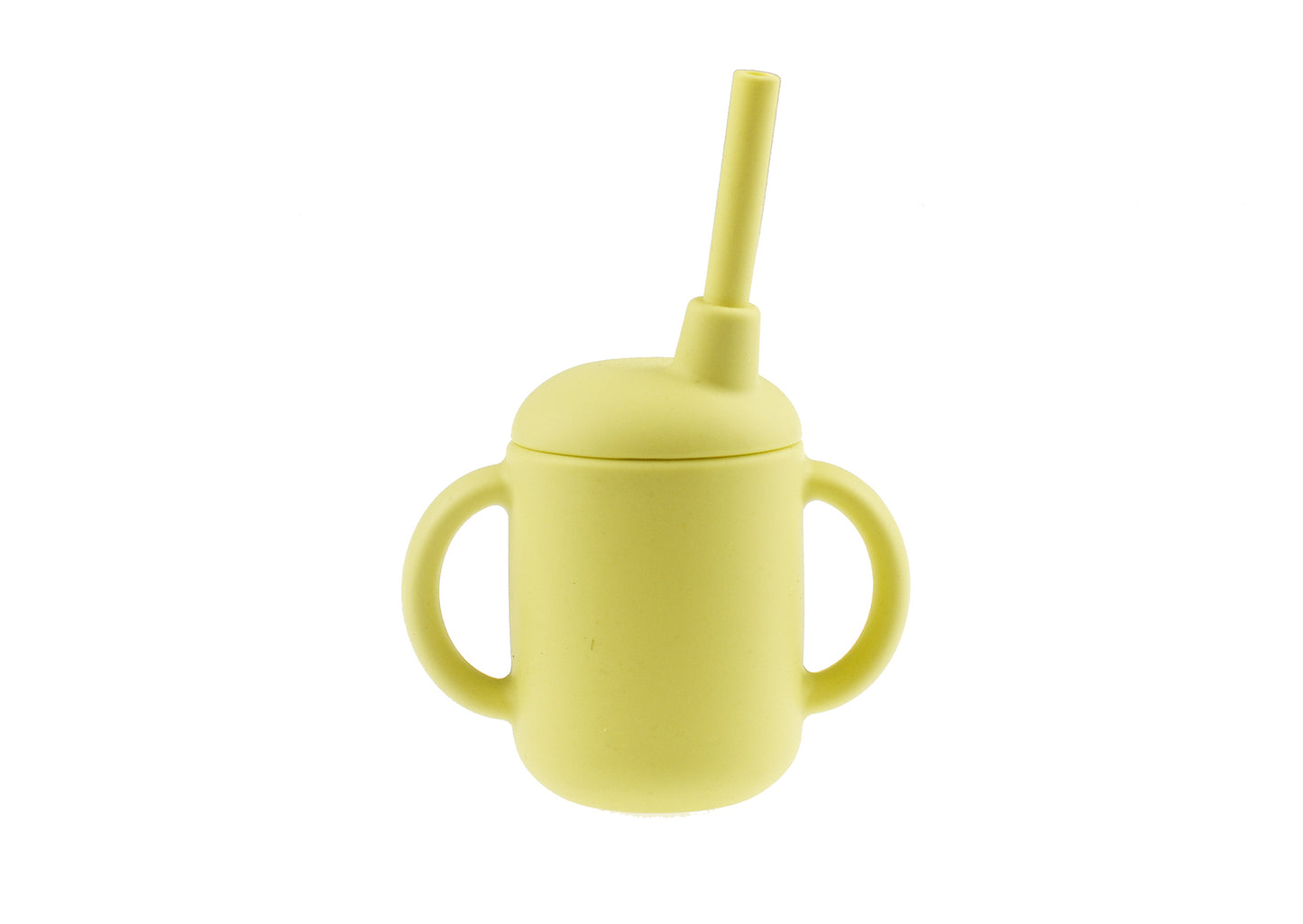 Silicone Sippy Cup With Straw-Yellow