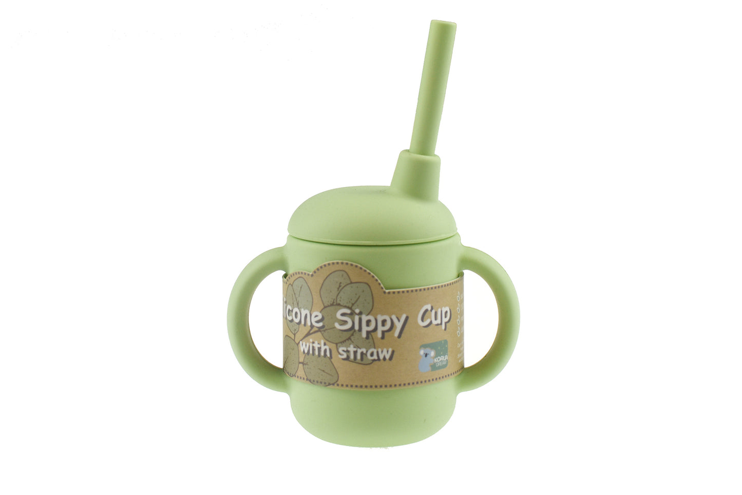 Silicone Sippy Cup With Straw-Green