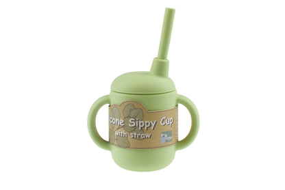 Silicone Sippy Cup With Straw-Green