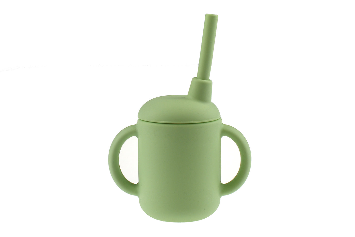 Silicone Sippy Cup With Straw-Green