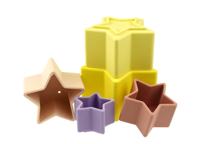 Stacking Stars 5 Pc Silicone Set-Purple/Yellow