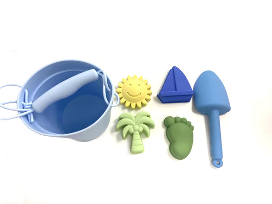 6Pc Silicone Beach Set Blue Sundae