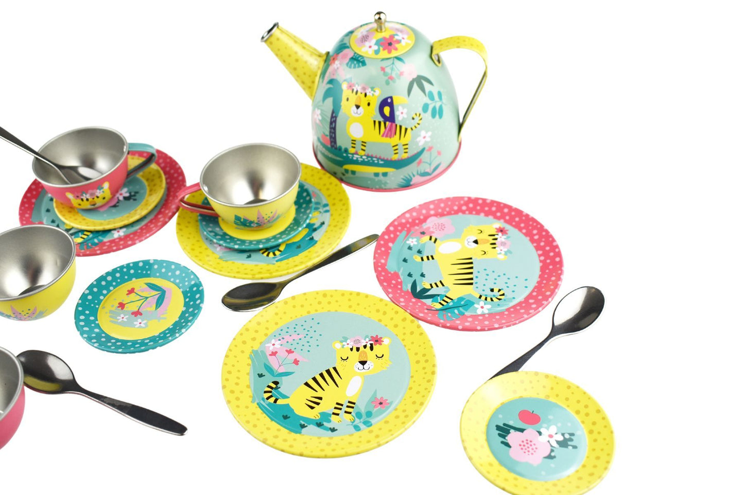 Tiger Tin Tea Set In Picnic Basket 18Pcs