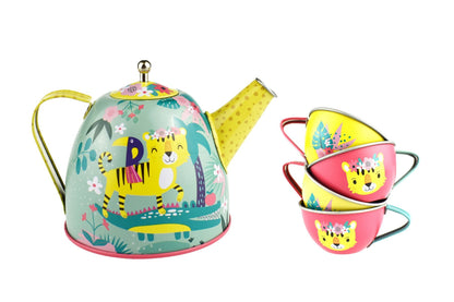 Tiger Tin Tea Set In Picnic Basket 18Pcs