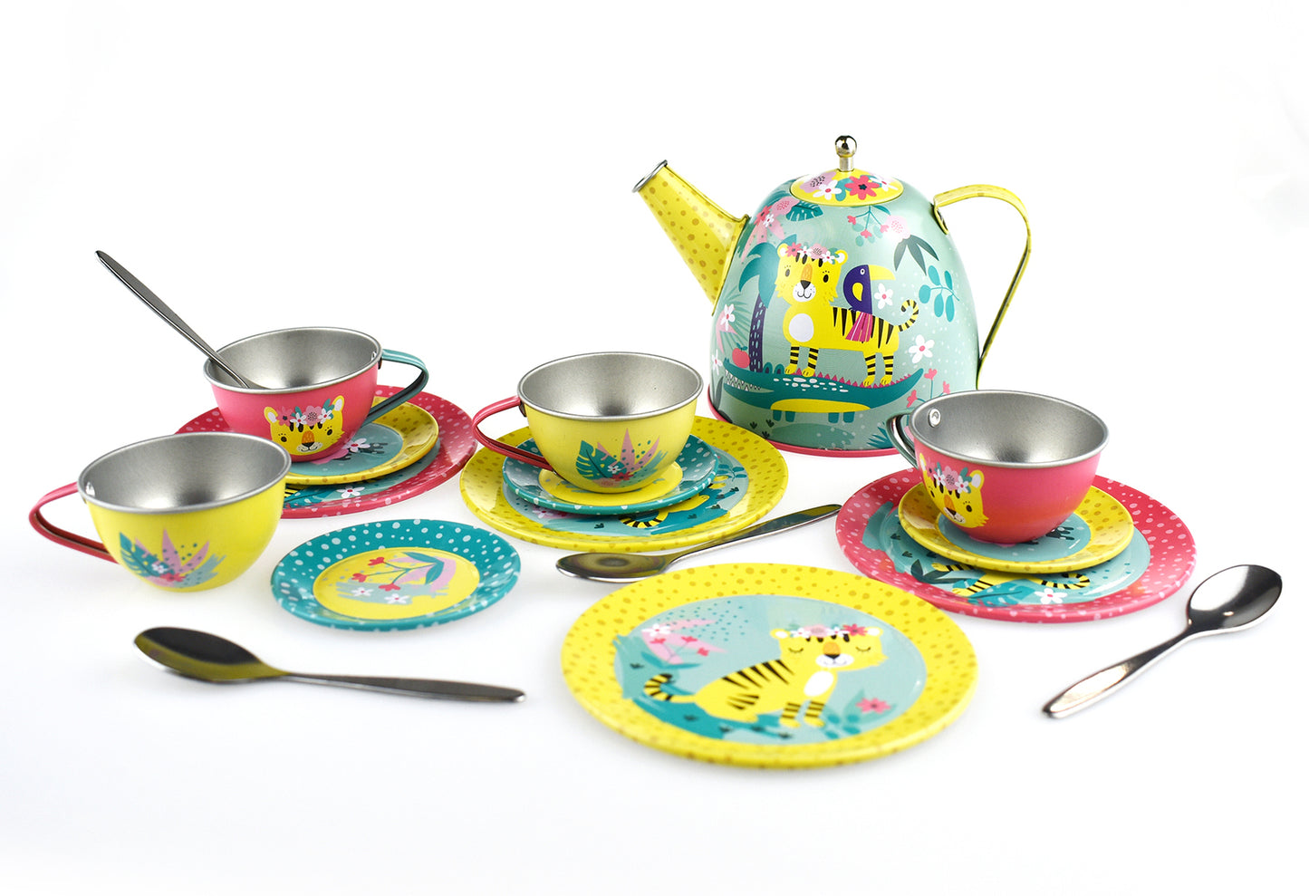 Tiger Tin Tea Set In Picnic Basket 18Pcs