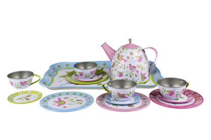 Bird Tin Tea Set In Suitcase