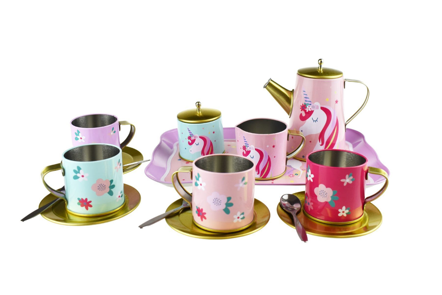 Deluxe Unicorn Tin Tea Set In Suitcase 18Pcs