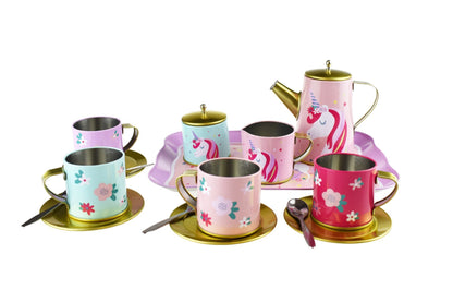 Deluxe Unicorn Tin Tea Set In Suitcase 18Pcs