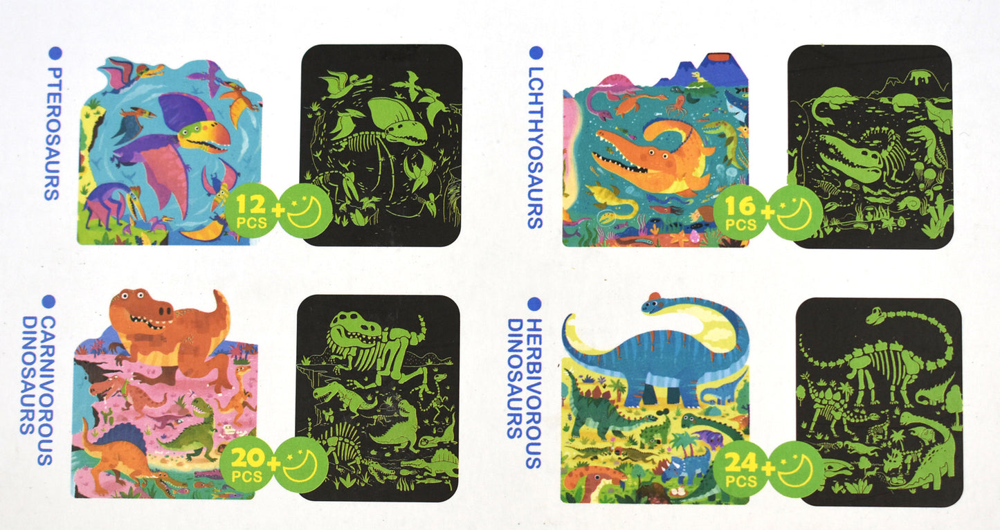 4 In 1 Dinosaurs Glow In The Dark Jigsaw Puzzles