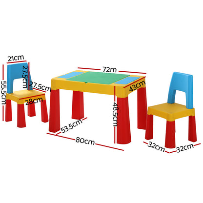 Keezi 3PCS Kids Table and Chairs Set Activity Chalkboard Toys Storage Box Desk