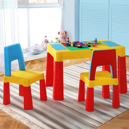 Keezi 3PCS Kids Table and Chairs Set Activity Chalkboard Toys Storage Box Desk