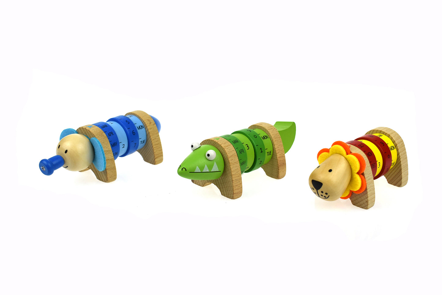 Wooden Perpetual Calendar-Jungle Animals Set Of 3