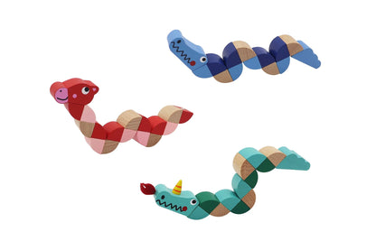 Wooden Jointed Crocodile Giraffe Fidget Toy Set Of 3