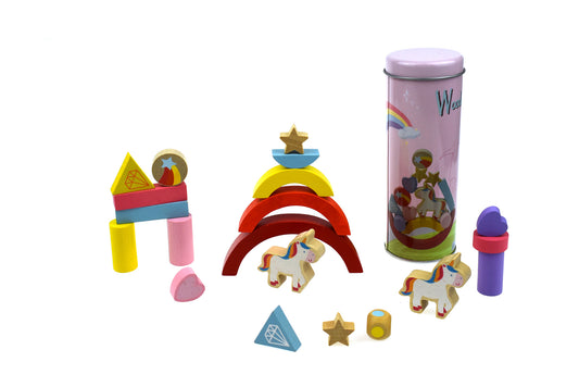 Unicorn Balancing Blocks Wooden Game