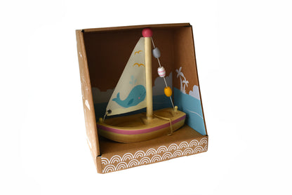 Calm & Breezy Wooden Sailboat Whale