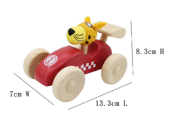 Retro Md Racing Car With Cute Leopard Driver Red