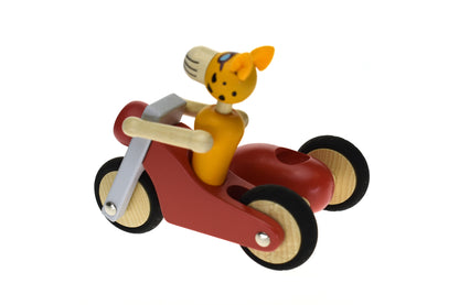 Retro Motor Tricycle With Cute Leopard Driver Red - Large