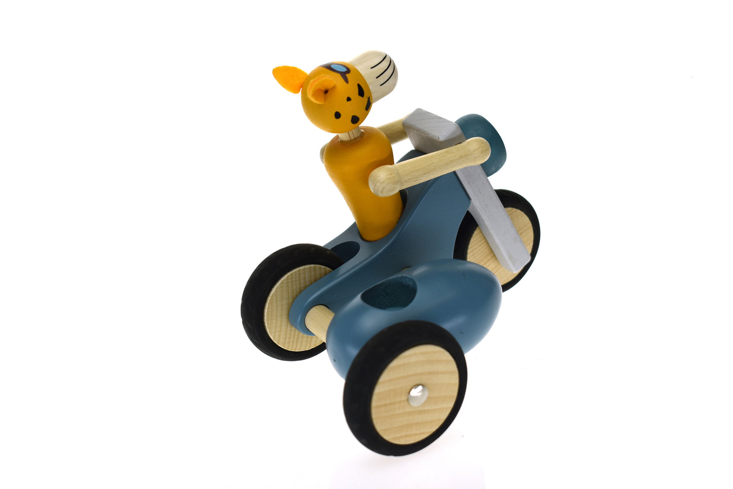 Retro Motor Tricycle With Cute Leopard Driver Blue - Large