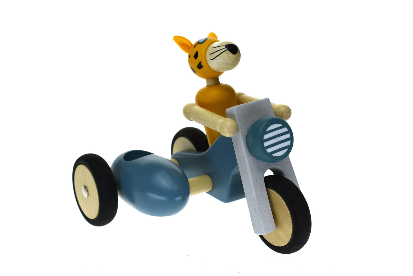 Retro Motor Tricycle With Cute Leopard Driver Blue - Large