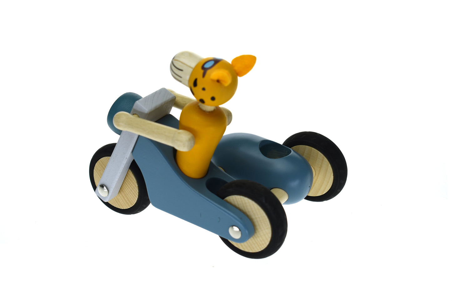 Retro Motor Tricycle With Cute Leopard Driver Blue - Large