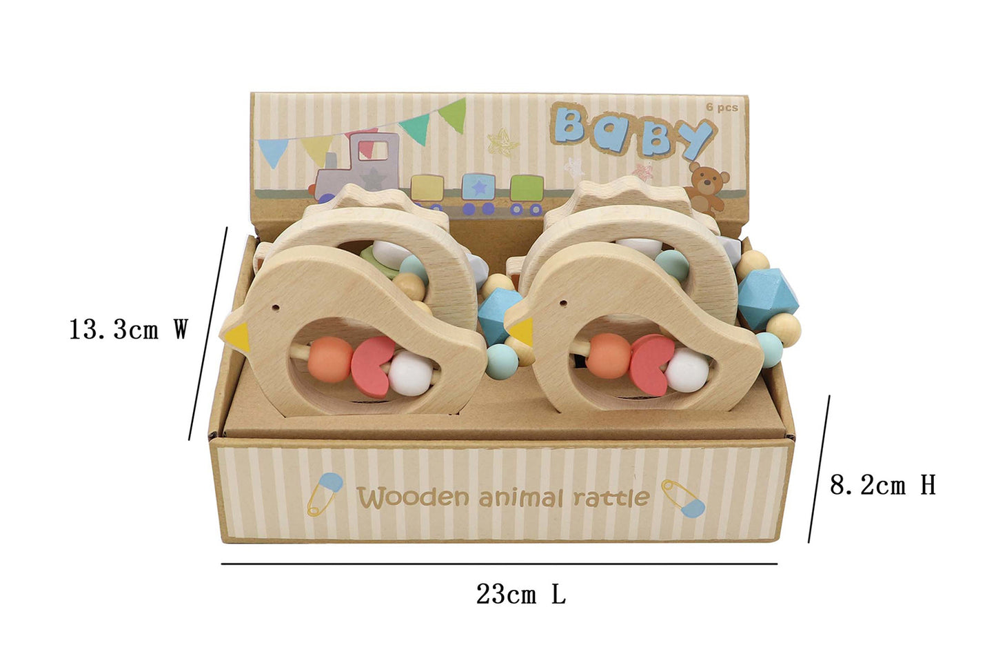 Calm & Breezy Elephant Rattle With Silicone Bead