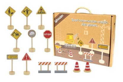 Wooden Construction Road Sign Playset