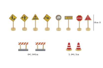 Wooden Construction Road Sign Playset