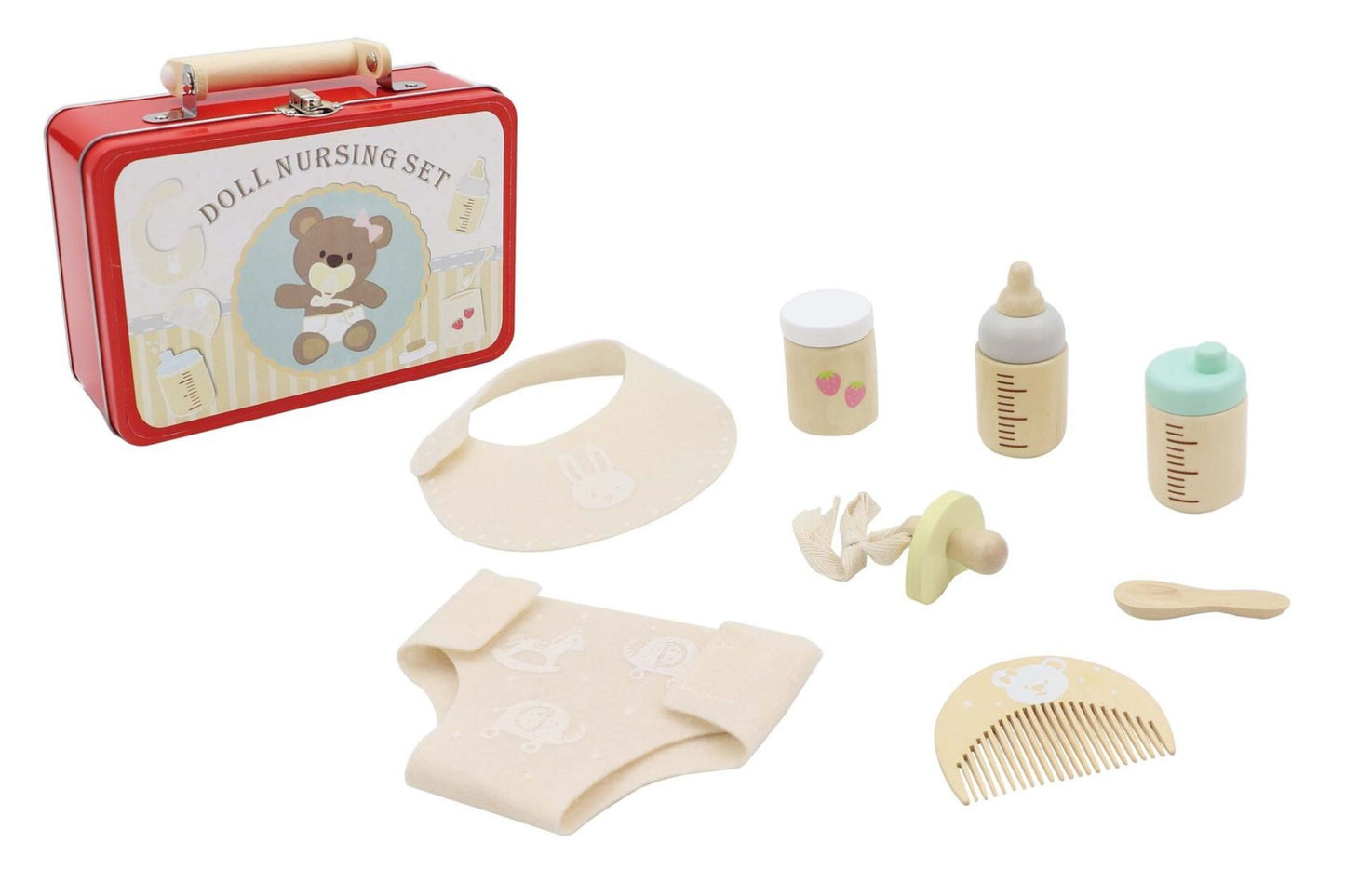 Doll Nursing Playset In Tin Case