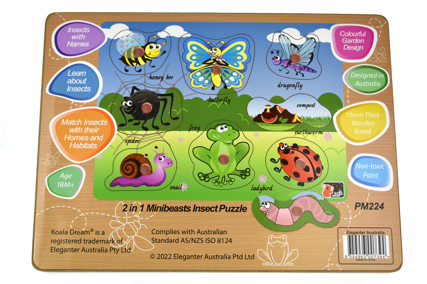 2 In 1 Minibeasts Insect Peg Puzzle