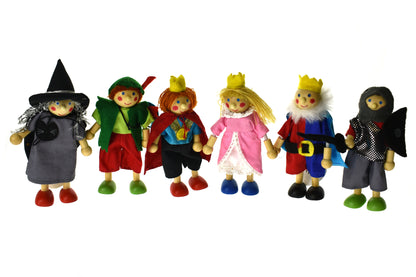 Price For 6 Assorted Wooden Flexi Doll- Fairytale Story Figurines