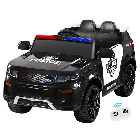 Rigo Kids Ride On Car Electric Patrol Police Toy Cars Remote Control 12V Black