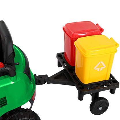 Rigo Kids Ride On Car Street Sweeper Truck w/Rotating Brushes Garbage Cans Green