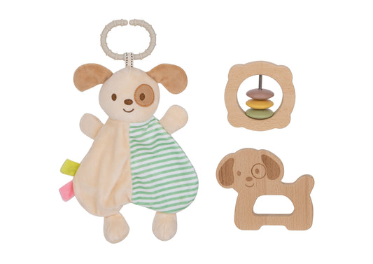 Baby Comforter Rattle Gift Set  - Puppy Dog