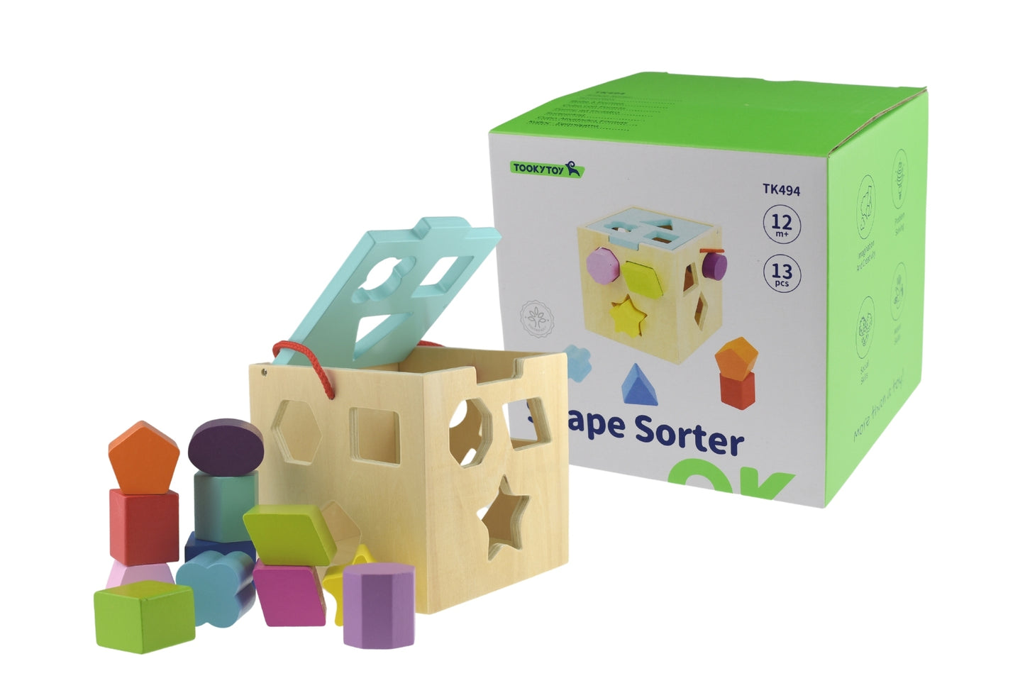 Shape Sorter With 12 Pcs Wooden Blocks