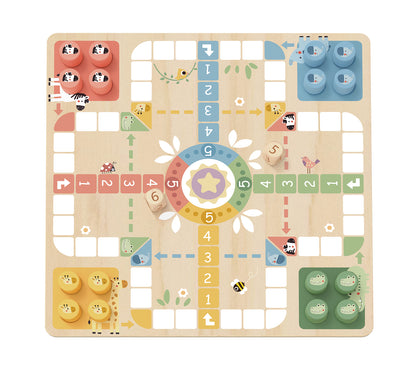 My Forest Friends 2 In 1 Wooden Board Game - Ludo, Snakes And Ladders