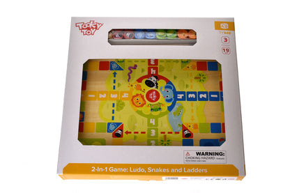 2 In 1 Wooden Board Game - Ludo, Snakes And Ladders