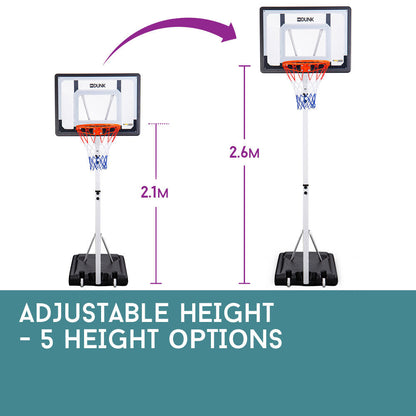 Dr.Dunk Portable Basketball Hoop Stand System Height Adjustable Net Ring Kids