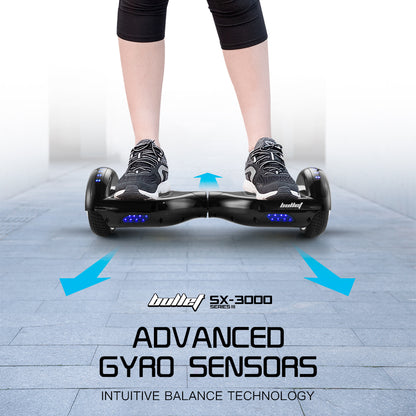 BULLET Gen III Hoverboard Scooter 6.5" Wheels, Colour LED Lighting, Carry Bag, Black