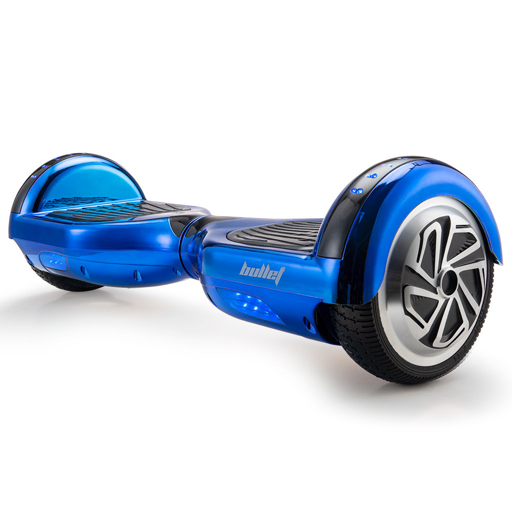 BULLET Gen III Hoverboard Scooter 6.5" Wheels, Colour LED Lighting, Carry Bag, Metallic Blue