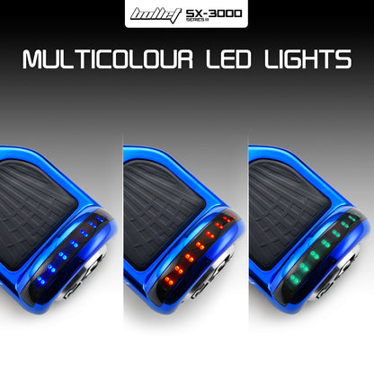 BULLET Gen III Hoverboard Scooter 6.5" Wheels, Colour LED Lighting, Carry Bag, Metallic Blue