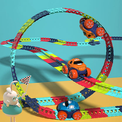 Changeable Track In The Dark Track with LED Light-Up Race Car Flexible Track Toy 92