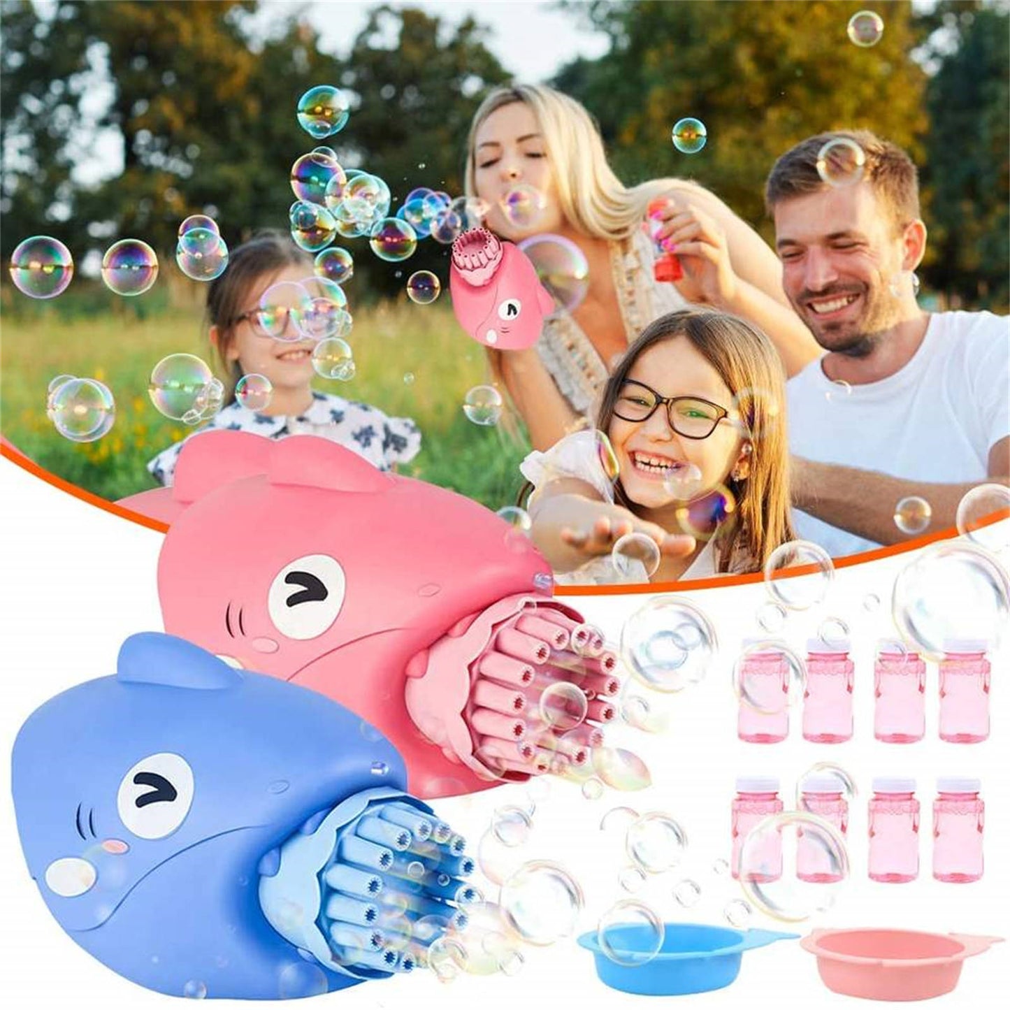 Bubblerainbow 15-Hole Bubble Gun Shark Bubble Machine Automatic Children's Hand-Held Outdoor Toys