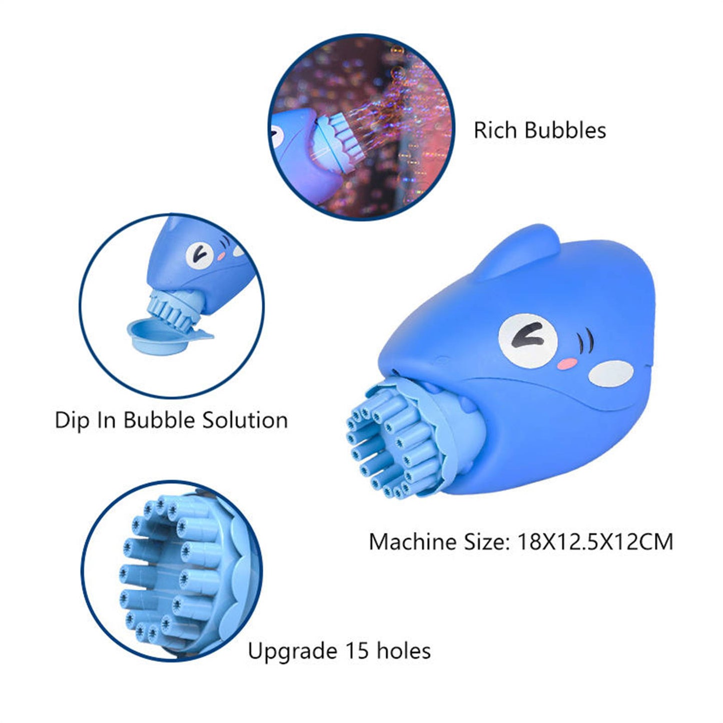 Bubblerainbow 15-Hole Bubble Gun Shark Bubble Machine Automatic Children's Hand-Held Outdoor Toys