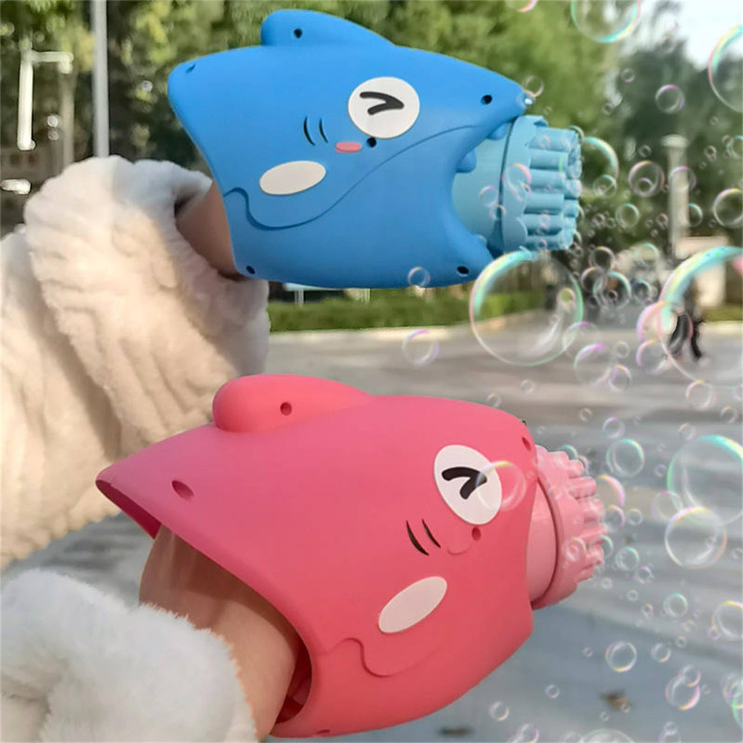 Bubblerainbow 15-Hole Bubble Gun Shark Bubble Machine Automatic Children's Hand-Held Outdoor Toys