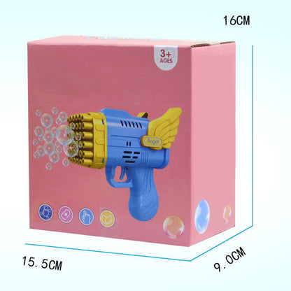 Bubblerainbow 42 Hole Angel Wing Automatic Bubble Blowing Bubble Gun Launcher Toy Yellow